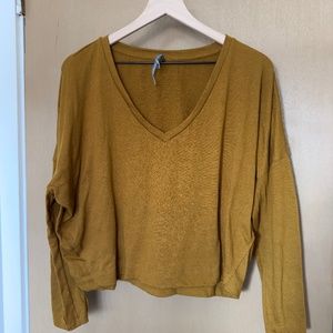 Anthropologie Copper Orange Long Sleeve V-Neck